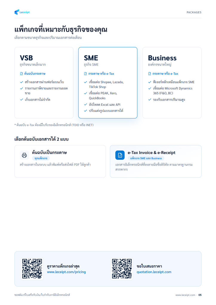 โบรชัวร์ Leceipt โปรแกรมออกใบกำกับภาษีอิเล็กทรอนิกส์ e-Tax Invoice & e-Receipt หน้า 5